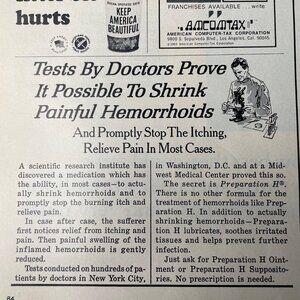 1970 Preparation H Ointment Doctor Approved Print Partial Page u Original Vintag
